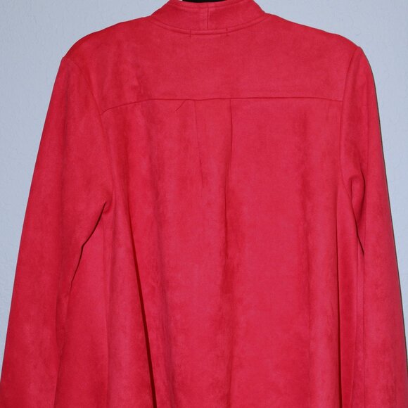 Feratelli Unique Red‎ Long asymmetrical Jacket Women's Faux Suede Size Medium - Picture 5 of 9